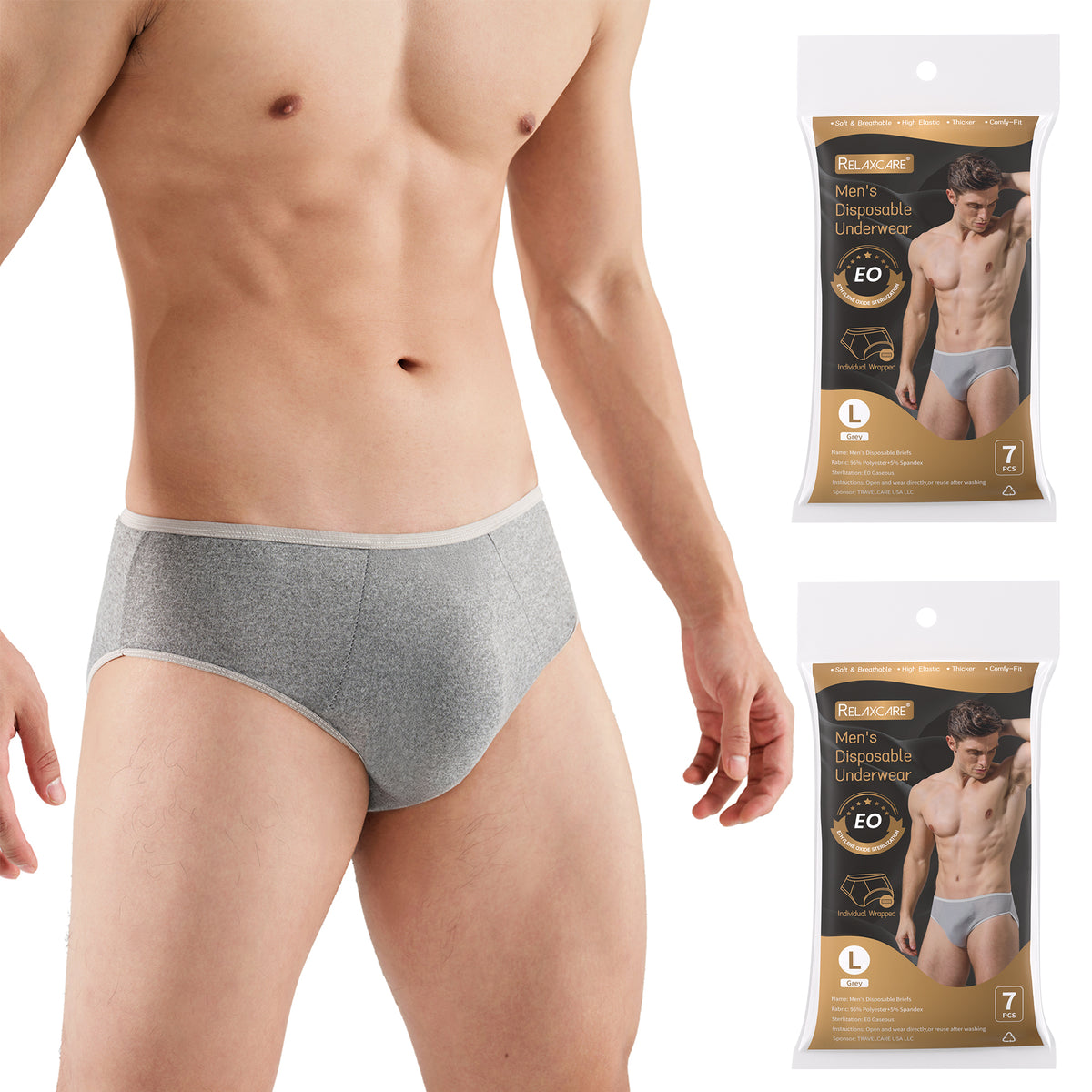 7/14 Pack Grey Mens Underwear, Breathable Briefs Portable for Travel-Ready Gym Essentials