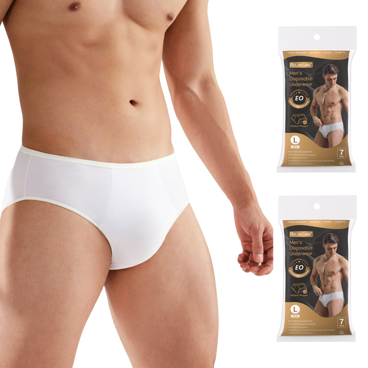 7/14 Pack White Mens Underwear, Breathable Briefs Portable for Travel-Ready Gym Essentials