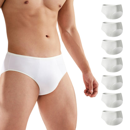 7/14 Pack White Mens Underwear, Breathable Briefs Portable for Travel-Ready Gym Essentials