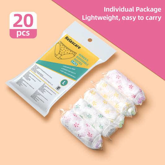 20 /10 Packs Women's Disposable Underwear Nonwoven Ladies Briefs Panties for Hotel Spa Hospital Stays Travel