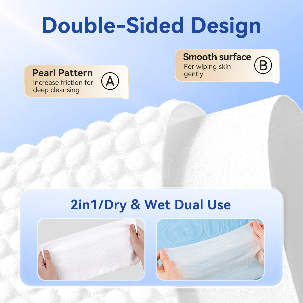 100 Counts Disposable Face Towel, Extra Large 8" X 12", Super Soft & Thick Face Cloth for Sensitive Skin Facial Cleansing, Travel, Bathroom