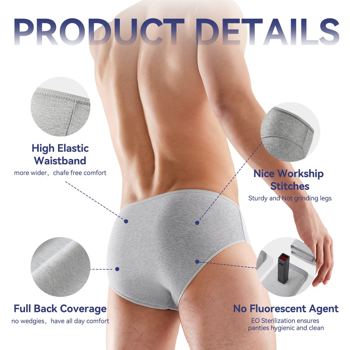 15 Packs Mens Underwear Briefs,100% Cotton Portable Brief Panties for Travel Spa Hospital Emergencies