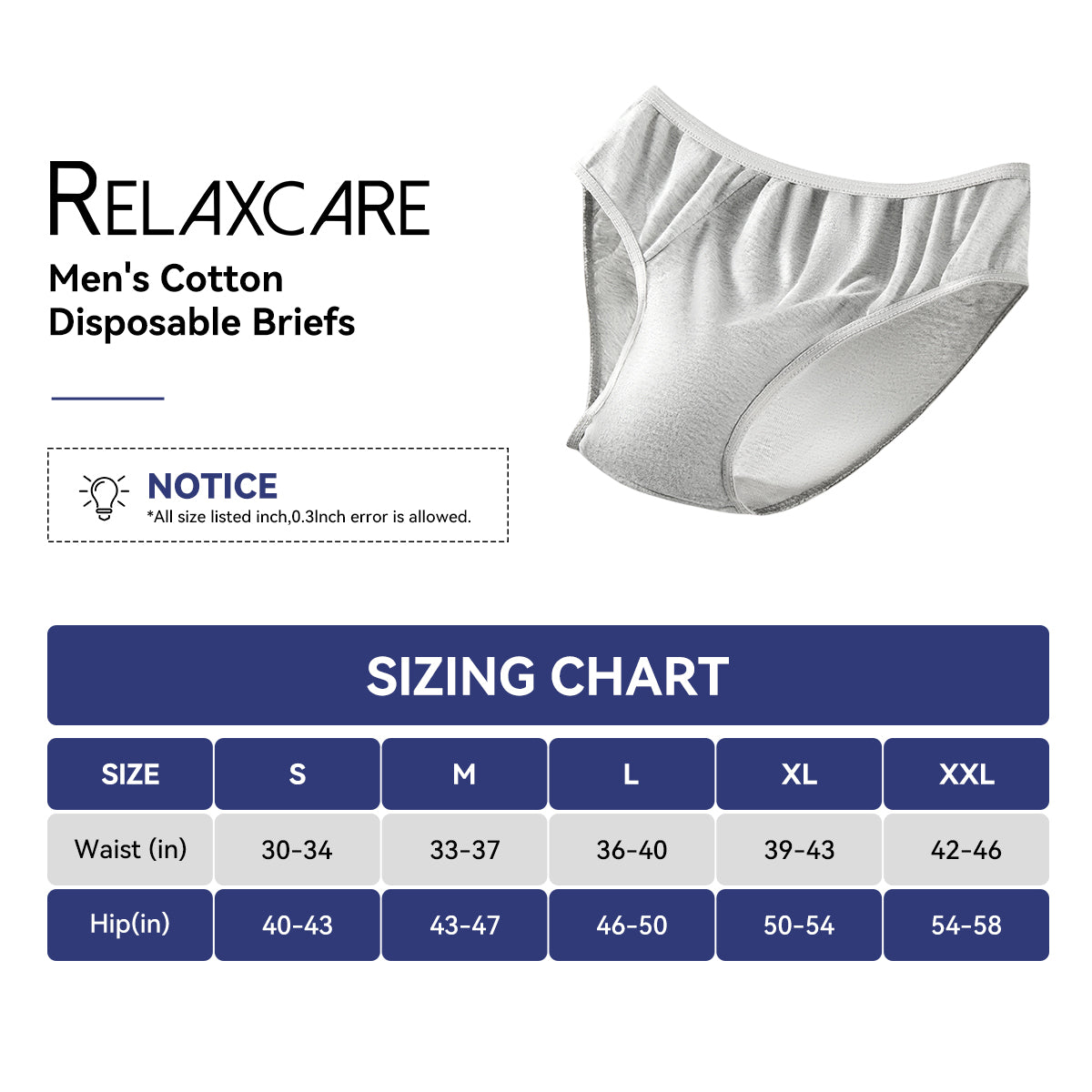 15 Packs Mens Underwear Briefs,100% Cotton Portable Brief Panties for Travel Spa Hospital Emergencies