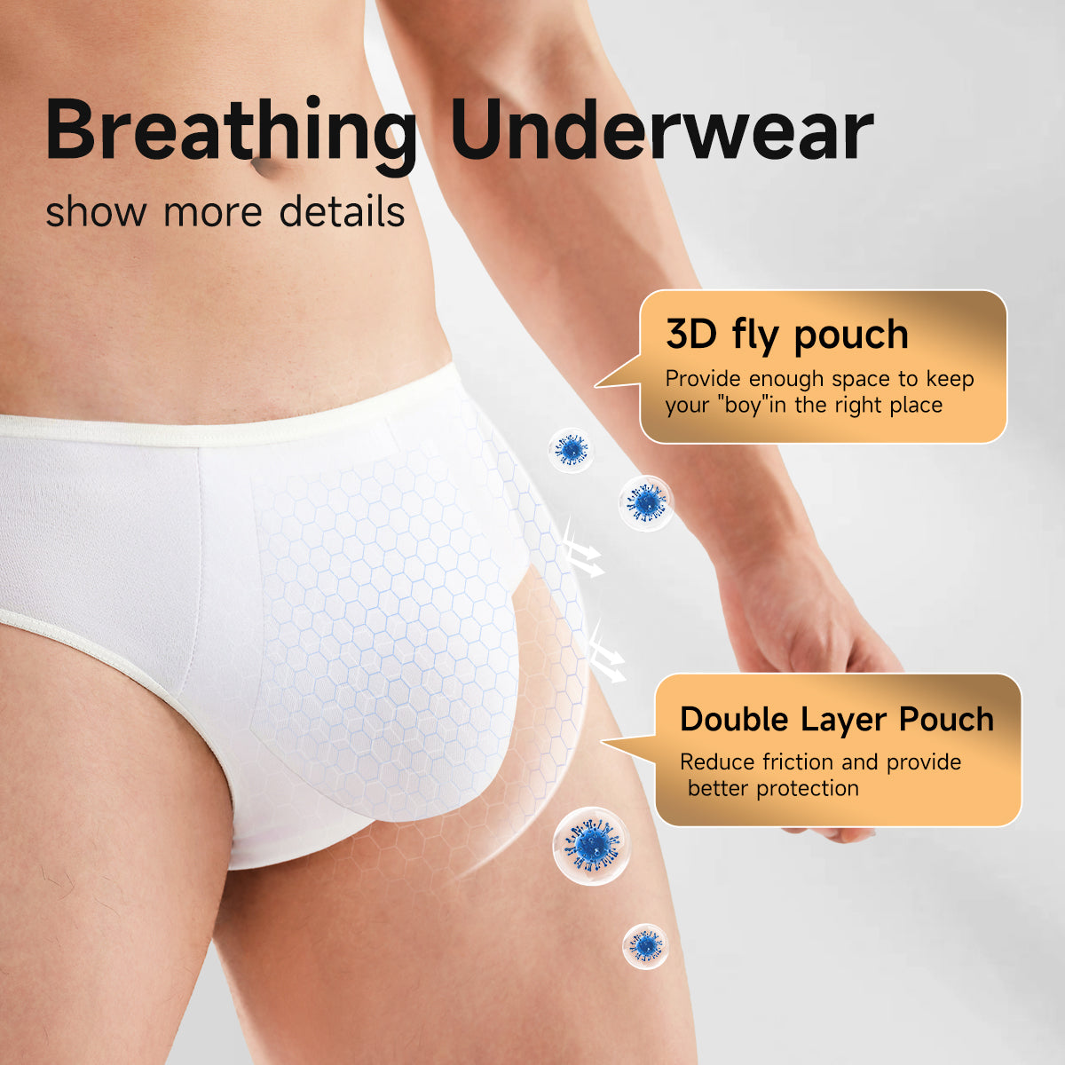 7/14 Pack White Mens Underwear, Breathable Briefs Portable for Travel-Ready Gym Essentials