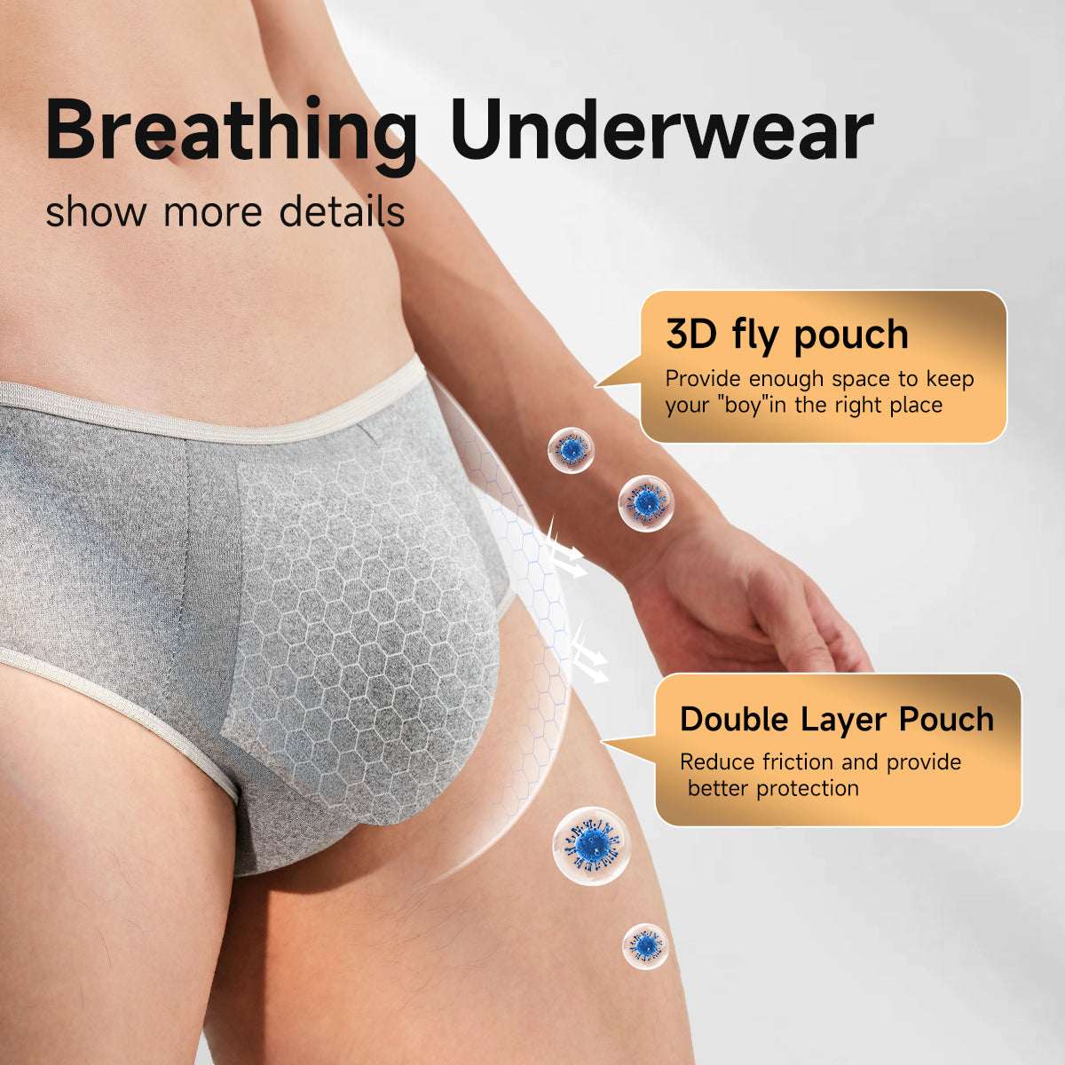 7/14 Pack Grey Mens Underwear, Breathable Briefs Portable for Travel-Ready Gym Essentials