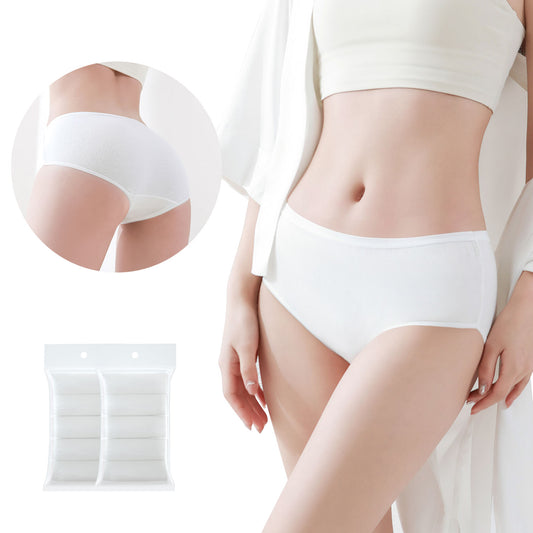 10 Packs Disposable Underwear for Women, High Waisted Ladies Panties for Travel Maternity Postpartum,10 Pack White Briefs