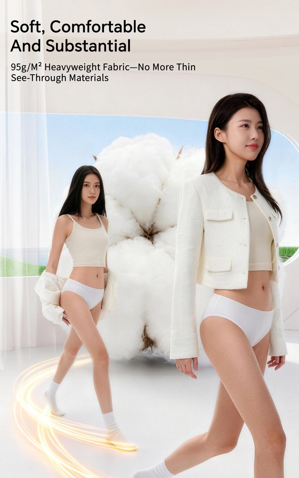 Disposable Underwear for Women, 10 Pack Cotton Ladies Briefs Panties Travel/Emergency, White