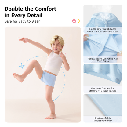 6 Packs Boys 100% Cotton Boxer Briefs Toddler Kids Sterilized Disposable Underwears for Travel School Outdoor Sports  Individually Wrapped Multipack Gift box