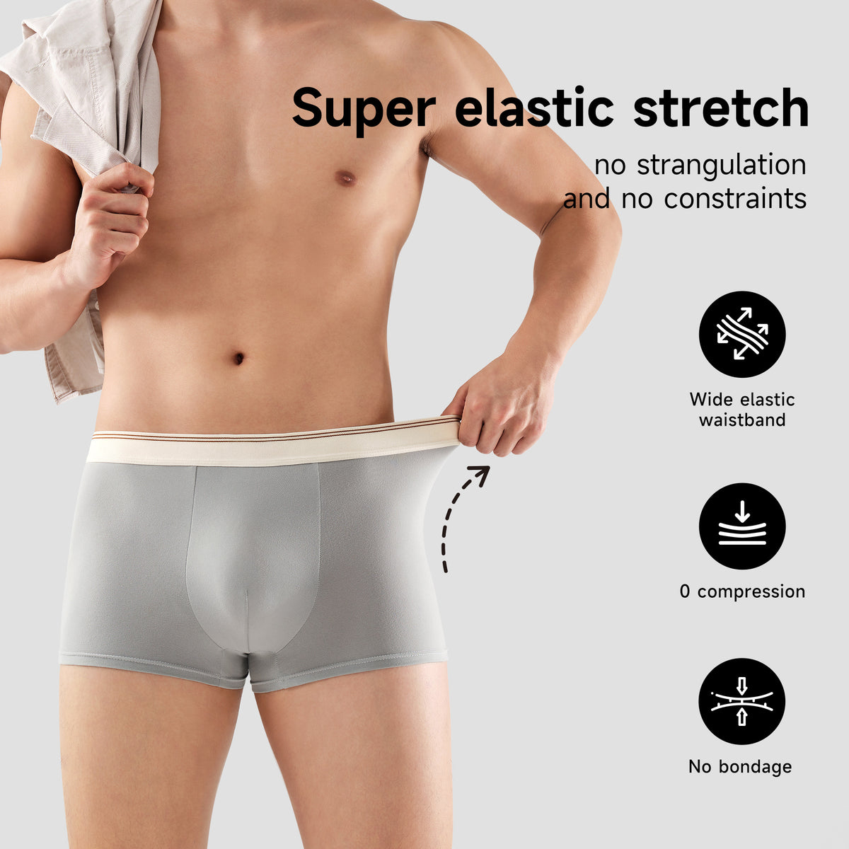 Mens Underwear Boxer Briefs 4-Pack  Washed Mid Rise Travel Hotel Emergency Underpants