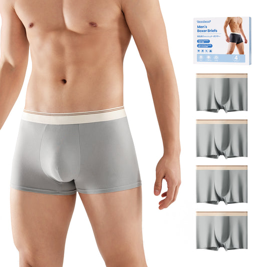Mens Underwear Boxer Briefs 4-Pack  Washed Mid Rise Travel Hotel Emergency Underpants