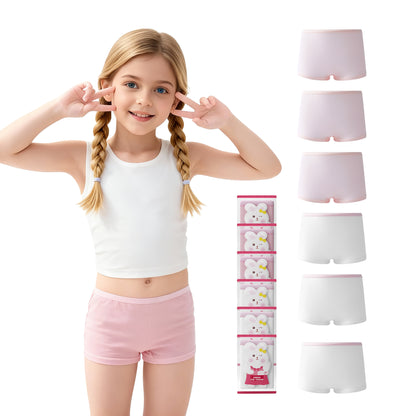 6 Packs Girls 100% Cotton Underwear  Kids Breathable Panties for Travel School Outdoor Sports