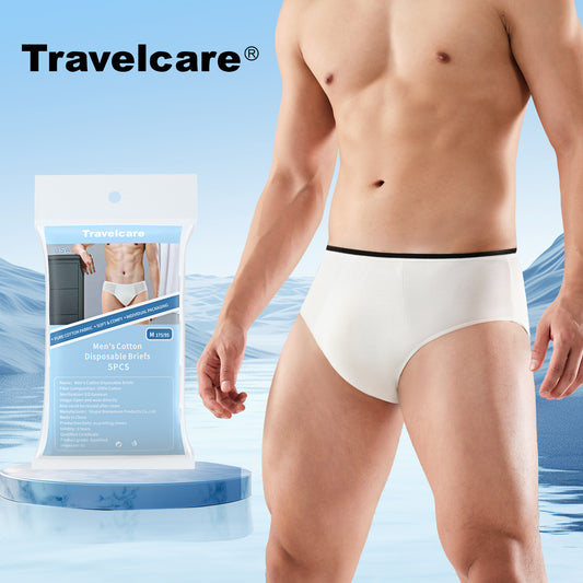 5 Packs Mens Cotton Minimalist Underwear Panties Portable Briefs for Travel Fitness Hotel Spa Hospital Mid Waist