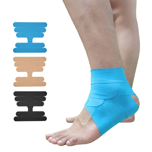 Precut Kinesiology Tape for Ankle,Pain Relief, Stronger Adhesive, Provide Support for Ankle Ligament,  Waterproof &Breathable, Elastic Cotton Athletic Tape for Daily use