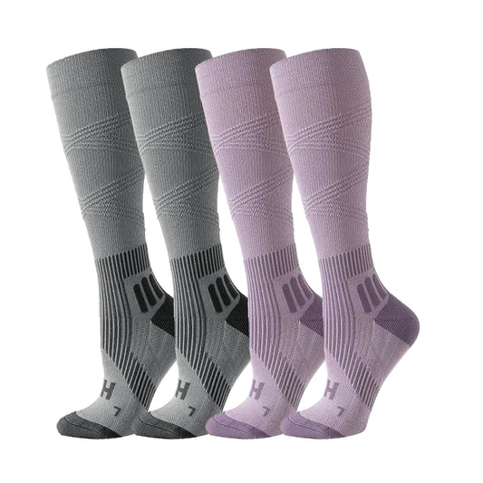 2 Pairs Compression Socks for Women and Men Knee-High Socks for Sports  Flying Traveling