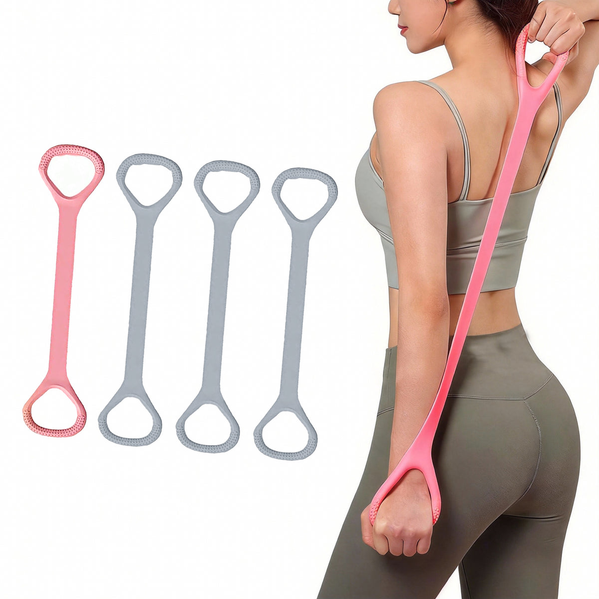 Figure 8 Resistance Band with Handles for Yoga Pilates and Fitness Elastic Stretching Resistances Band for Arms, Back, Shoulders, and Chest Workouts, Versatile Pilates Equipment for Women and Men