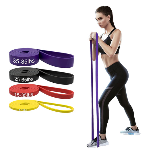 Resistance Bands for WorkOut: 4-Levels Exercise Bands Set - Pull Up Assistance Elastic Silicone - Physical Therapy/Stretching/Training - Home Gym for Women/Men