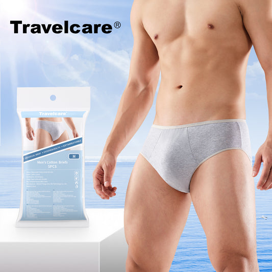 5 Packs Mens Cotton Minimalist Underwear Panties Portable Briefs for Travel Fitness Hotel Spa Hospital Mid Waist