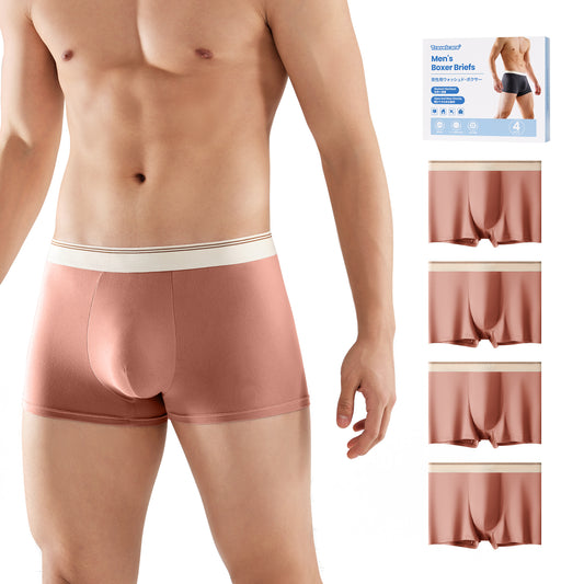 Mens Underwear Boxer Briefs 4-Pack  Washed Mid Rise Shorts Travel Hotel Emergency Underpants