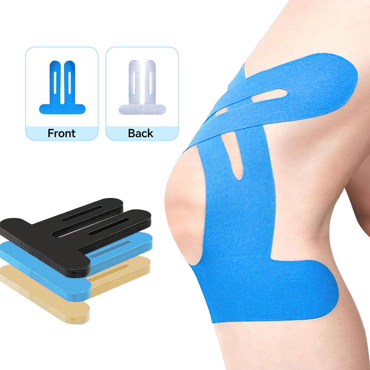 Kinesiology Tape for Knees, 8pcs Pre Cut Pain Relief,Support Muscles and Joints, Waterproof & Breathable Knee Support Tape, Athletic Sport Tape Hypoallergenic Latex-Free