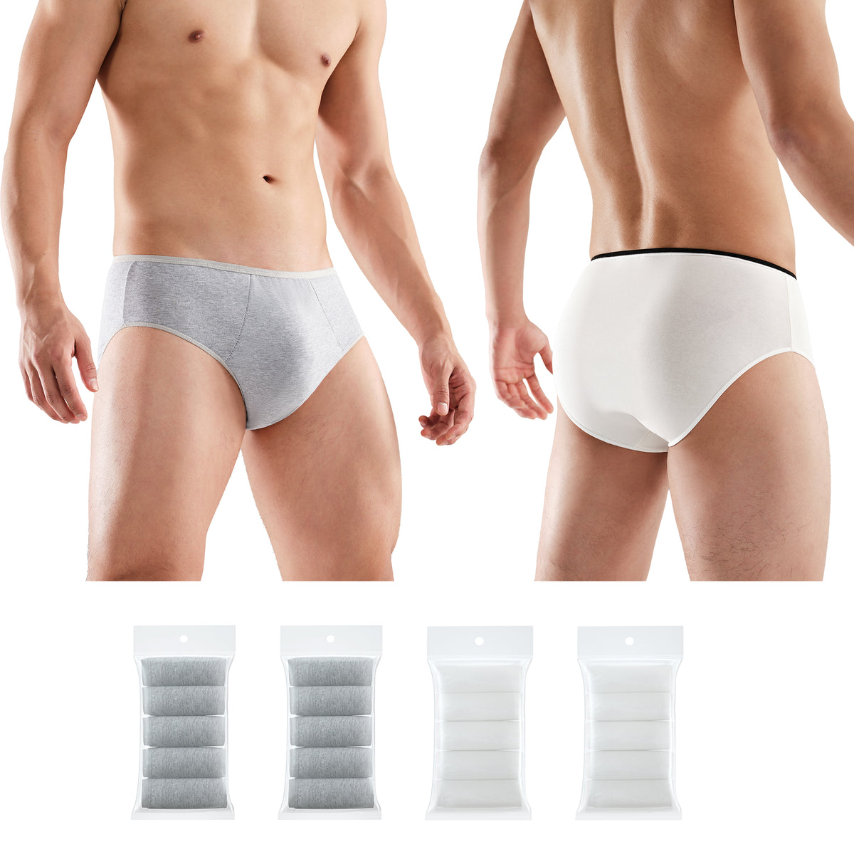 20 Packs Mens Cotton Minimalist Underwear Panties Portable Briefs for Travel Fitness Hotel Spa Hospital Mid Waist