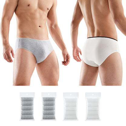 20 Packs Mens Cotton Minimalist Underwear Panties Portable Briefs for Travel Fitness Hotel Spa Hospital Mid Waist