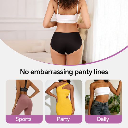 6 Packs Seamless Underwear For Women Travel Panties Elastic Mid High Waisted Briefs No Show Invisible Emergency Underpants
