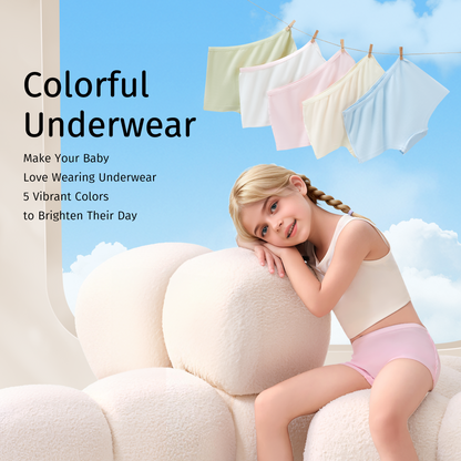 6 Packs Girls 100% Cotton Underwear  Kids Breathable Panties for Travel School Outdoor Sports