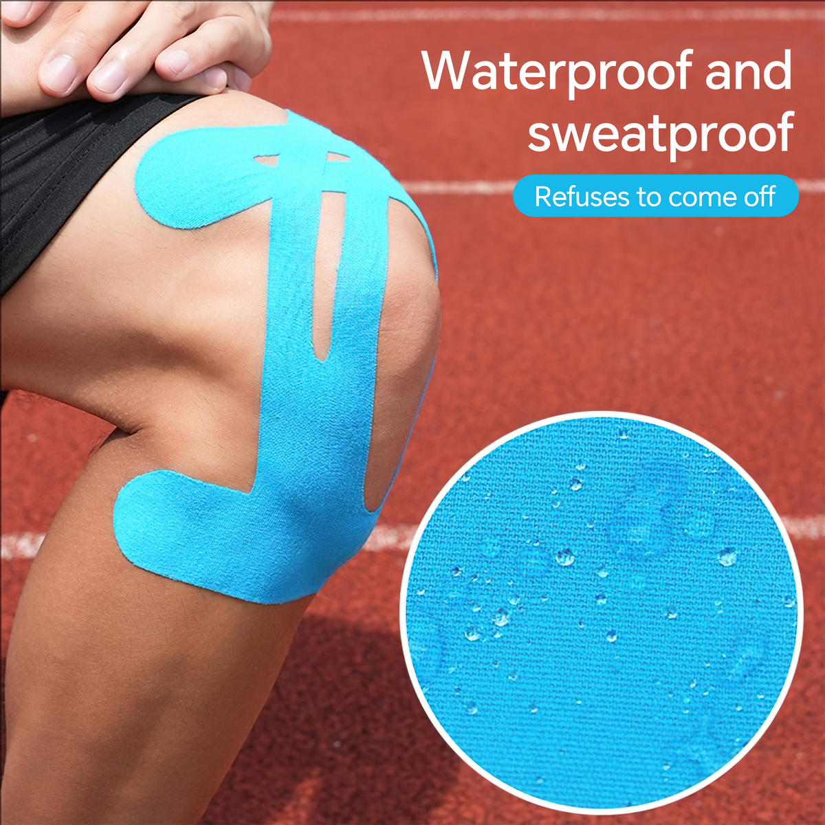 Kinesiology Tape for Knees, 8pcs Pre Cut Pain Relief,Support Muscles and Joints, Waterproof & Breathable Knee Support Tape, Athletic Sport Tape Hypoallergenic Latex-Free