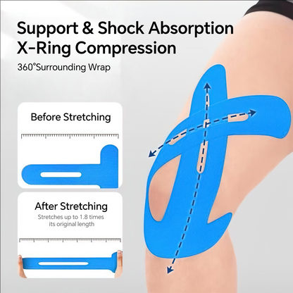 Kinesiology Tape for Knees, 8pcs Pre Cut Pain Relief,Support Muscles and Joints, Waterproof & Breathable Knee Support Tape, Athletic Sport Tape Hypoallergenic Latex-Free