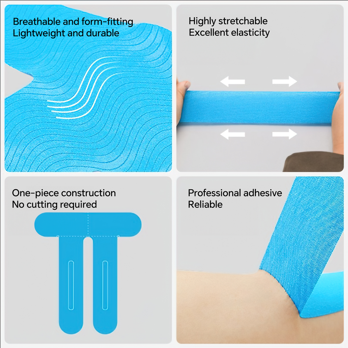 Kinesiology Tape for Knees, 8pcs Pre Cut Pain Relief,Support Muscles and Joints, Waterproof & Breathable Knee Support Tape, Athletic Sport Tape Hypoallergenic Latex-Free