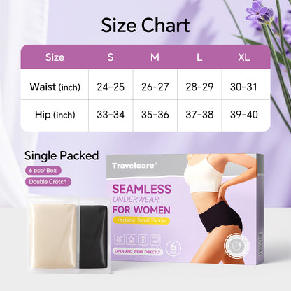 6 Packs Seamless Underwear For Women Travel Panties Elastic Mid High Waisted Briefs No Show Invisible Emergency Underpants