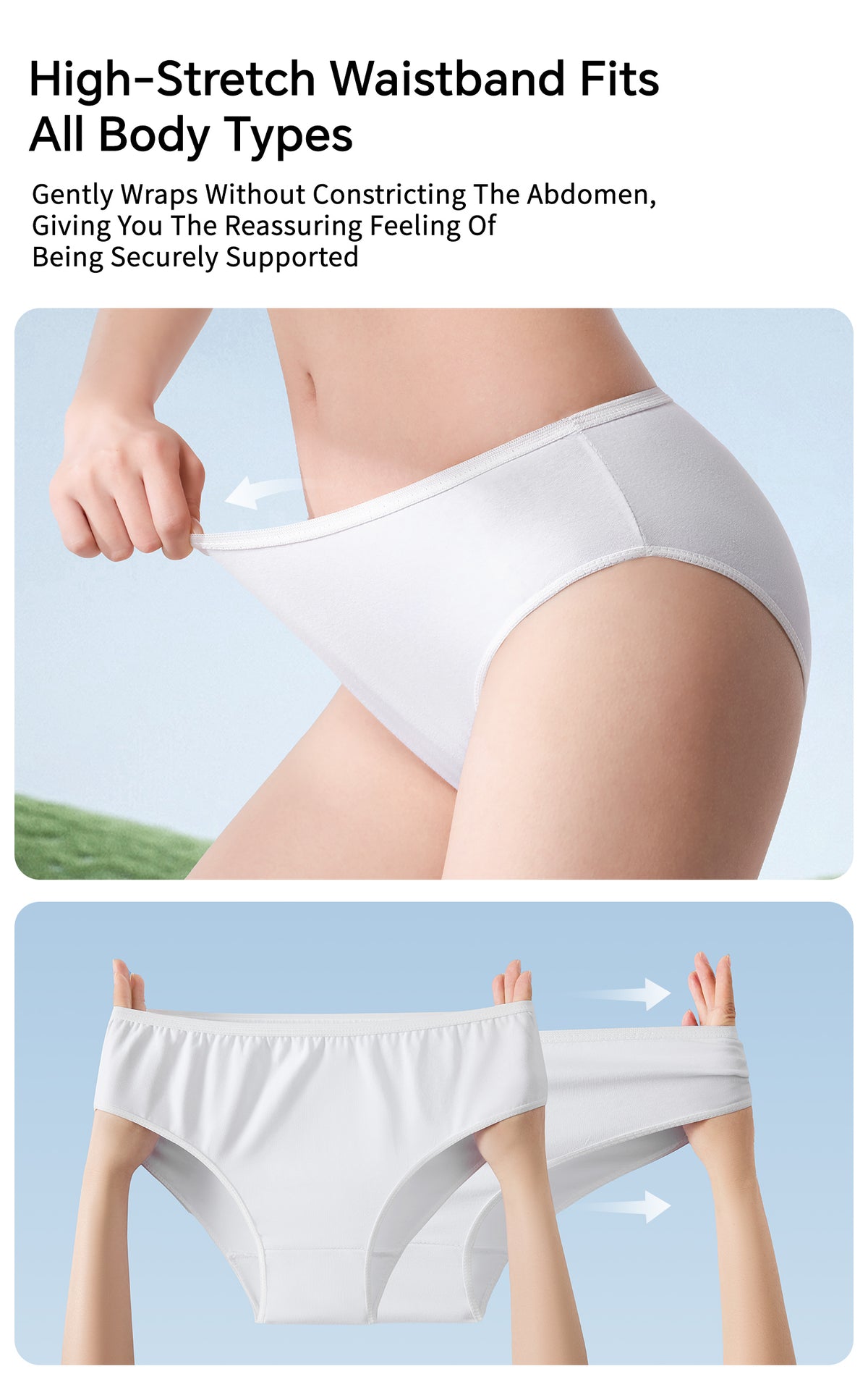Disposable Underwear for Women, 10 Pack Cotton Ladies Briefs Panties Travel/Emergency, White