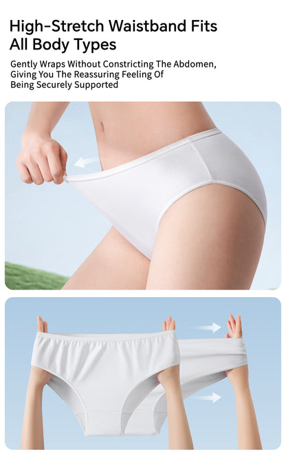 Disposable Underwear for Women, 10 Pack Cotton Ladies Briefs Panties Travel/Emergency, White