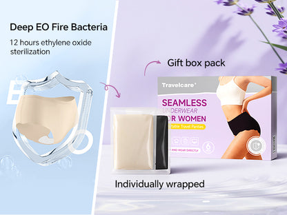 6 Packs Seamless Underwear For Women Travel Panties Elastic Mid High Waisted Briefs No Show Invisible Emergency Underpants
