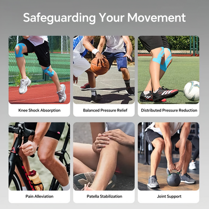 Kinesiology Tape for Knees, 8pcs Pre Cut Pain Relief,Support Muscles and Joints, Waterproof & Breathable Knee Support Tape, Athletic Sport Tape Hypoallergenic Latex-Free